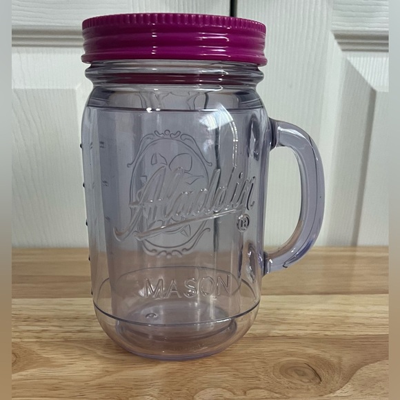 ALADDIN Plastic 20oz Mason Jar with Pink Lid - Picture 1 of 11